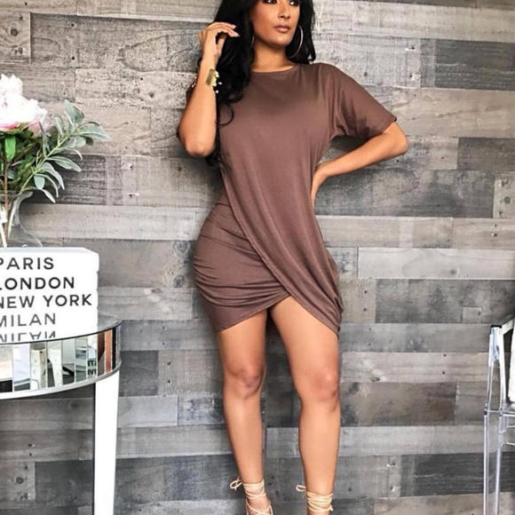 Momani Boutique Dresses & Skirts - Sexy Solid O-Neck Short Sleeve Mini Dress